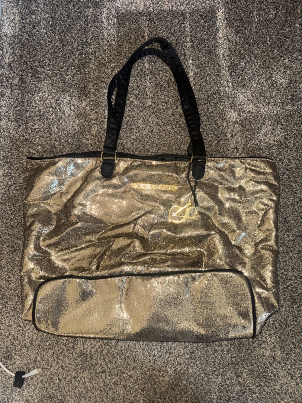 Vintage Victoria's Secret Gold Sequin Tote Bag